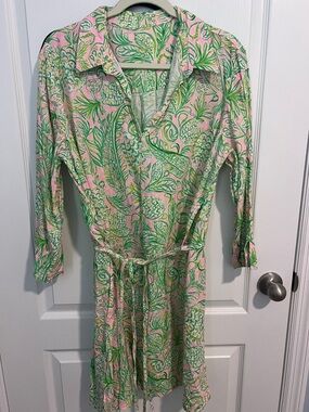 Lilly Pulitzer Pilar Linen XL Mandevilla Baby Fins Flippers Dress